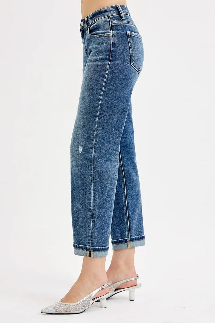 RISEN Plus Size Low Rise Crop Boyfriend Jeans - AMVIM