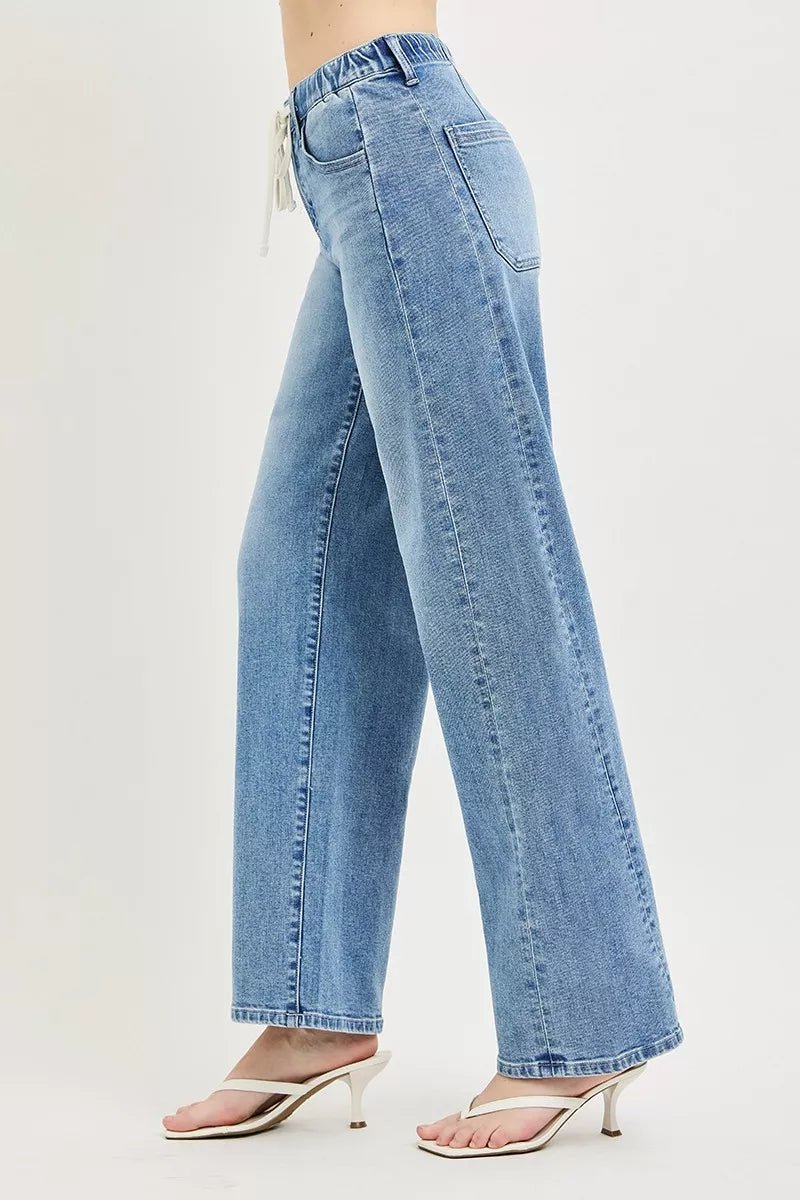RISEN Relaxed Fit Drawstring Waist Jeans - AMVIM