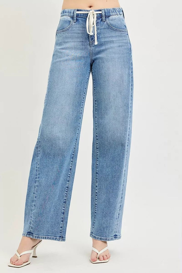 RISEN Relaxed Fit Drawstring Waist Jeans - AMVIM