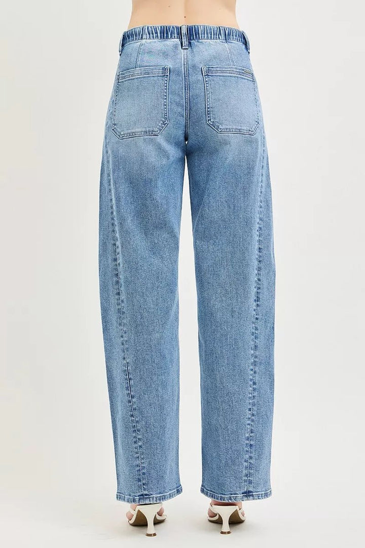 RISEN Relaxed Fit Drawstring Waist Jeans - AMVIM