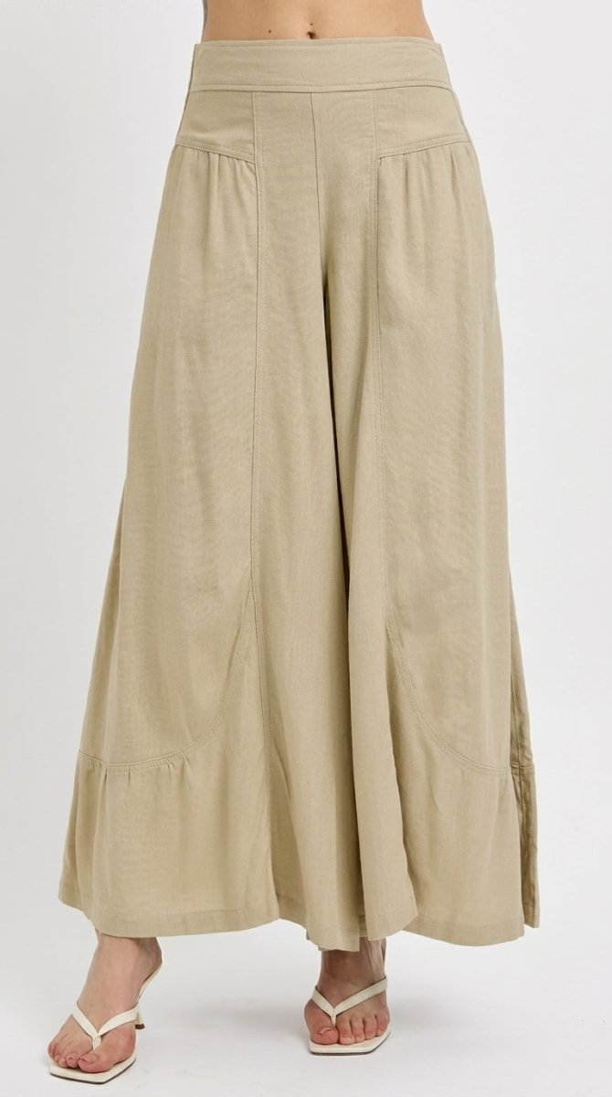 RISEN Shirred Wide Leg Pants - AMVIM