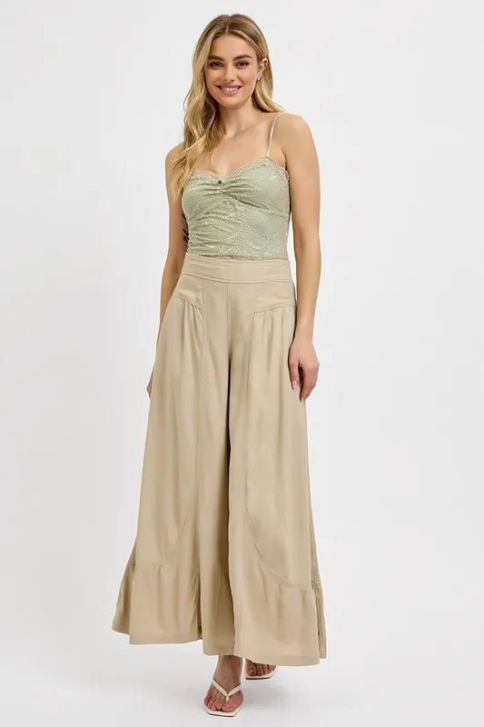 RISEN Shirred Wide Leg Pants - AMVIM