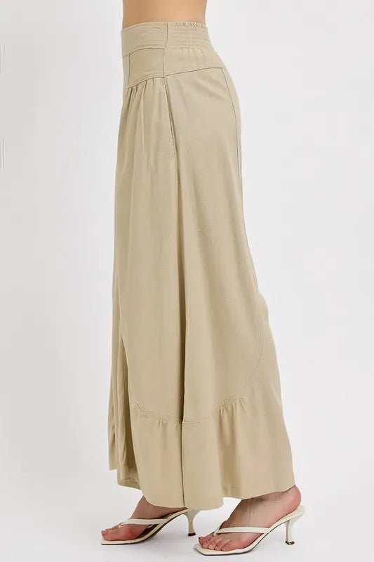 RISEN Shirred Wide Leg Pants - AMVIM