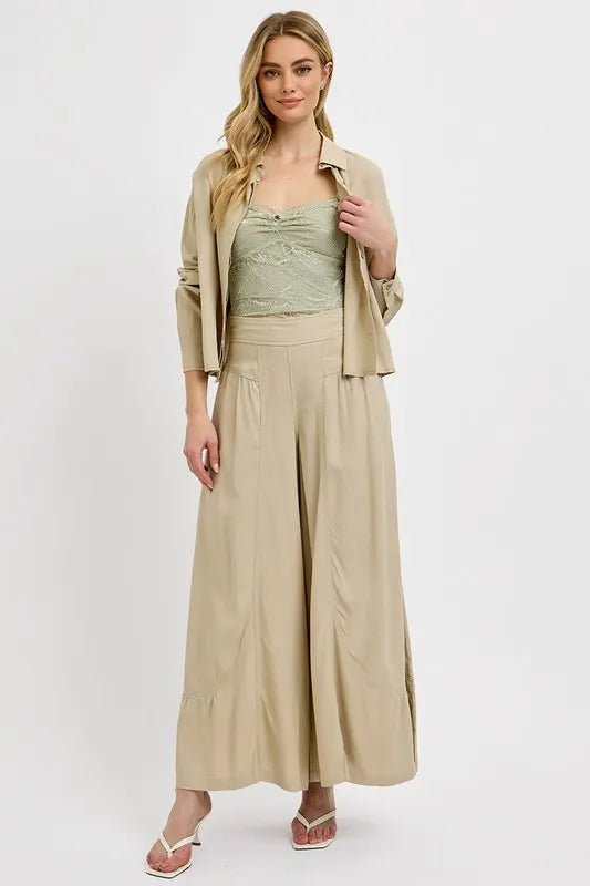 RISEN Shirred Wide Leg Pants - AMVIM