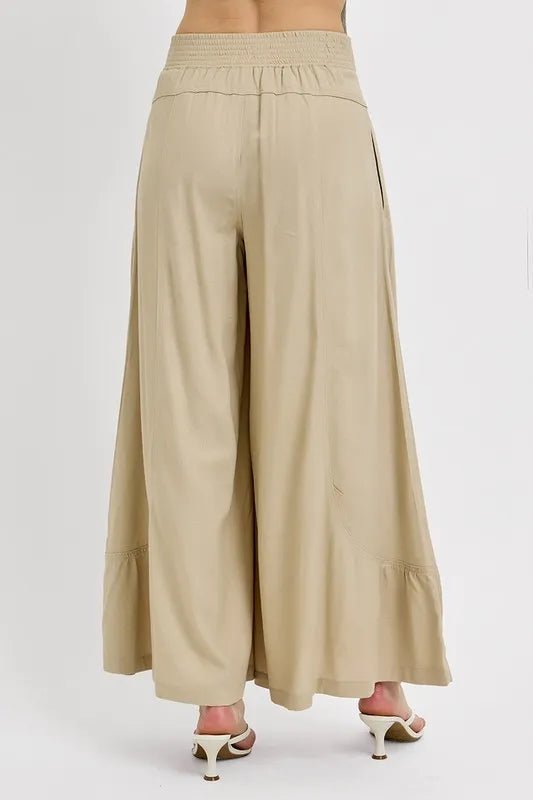 RISEN Shirred Wide Leg Pants - AMVIM
