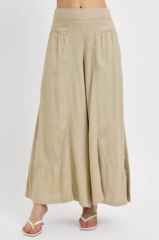 RISEN Shirred Wide Leg Pants - AMVIM
