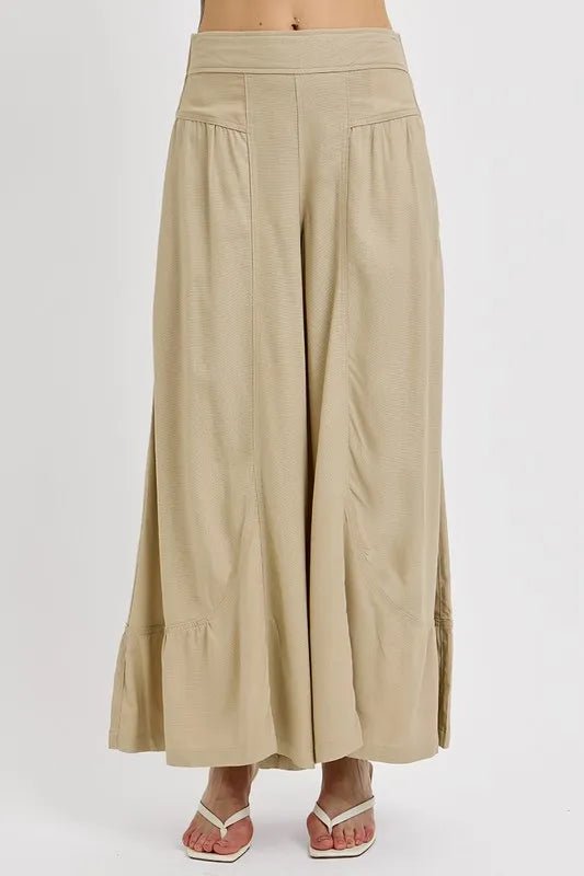 RISEN Shirred Wide Leg Pants - AMVIM