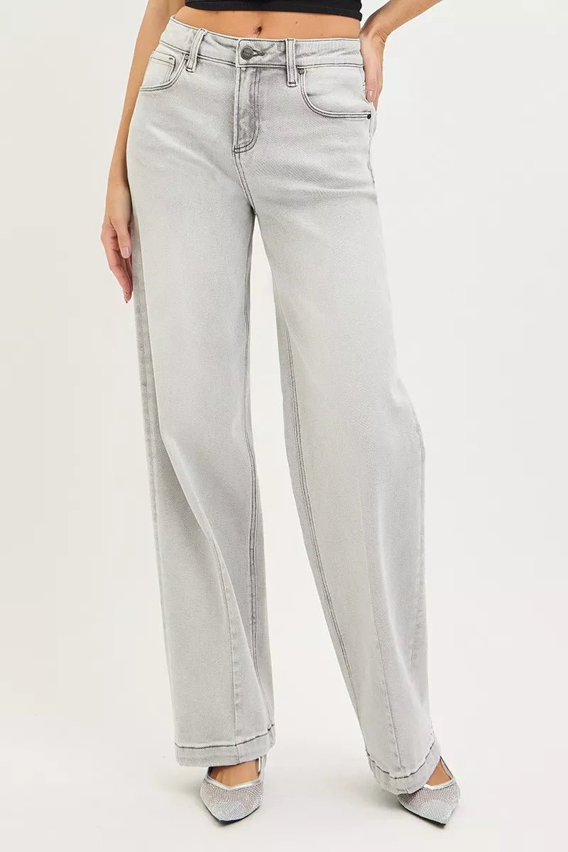 RISEN Slouchy Baggy Jeans with Contrast Stitching - AMVIM