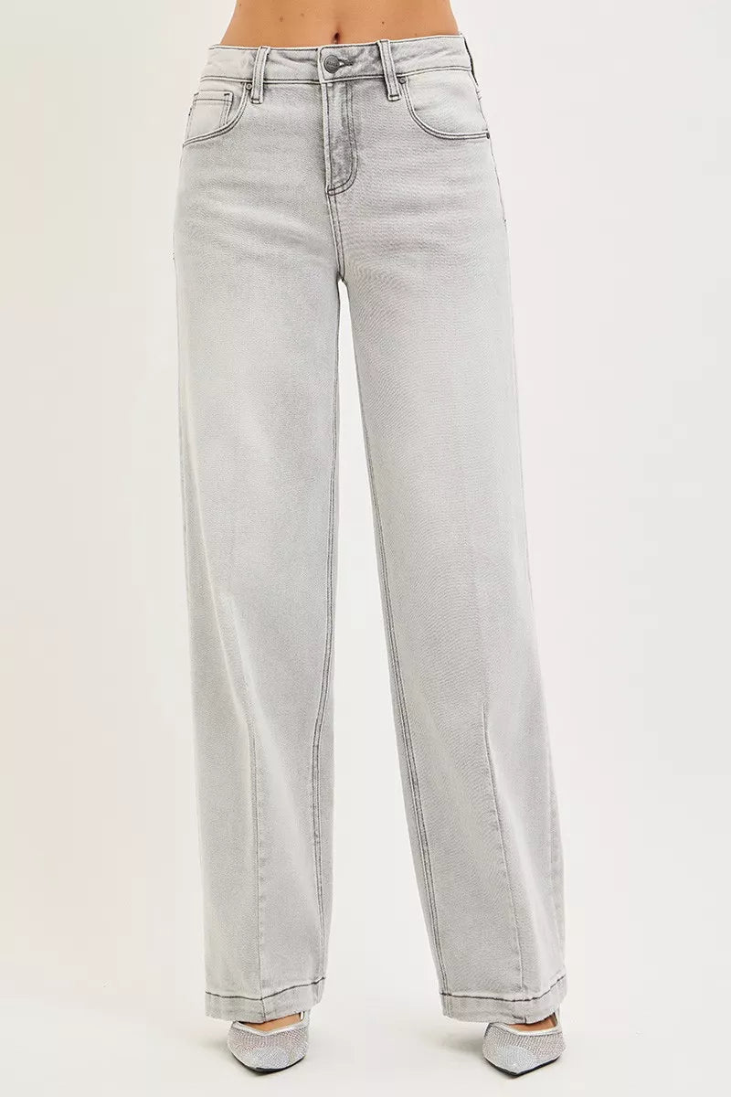 RISEN Slouchy Baggy Jeans with Contrast Stitching - AMVIM