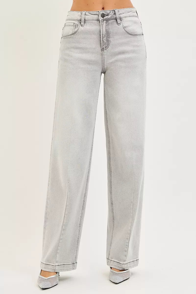 RISEN Slouchy Baggy Jeans with Contrast Stitching - AMVIM