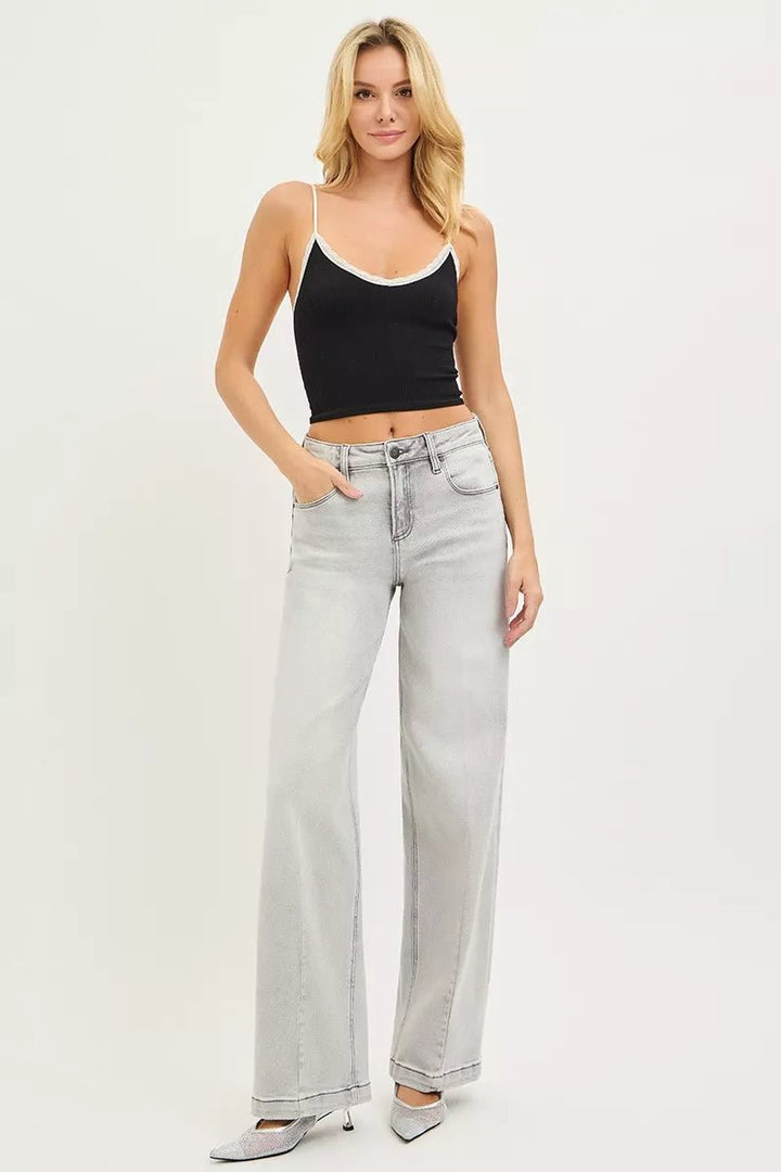 RISEN Slouchy Baggy Jeans with Contrast Stitching - AMVIM