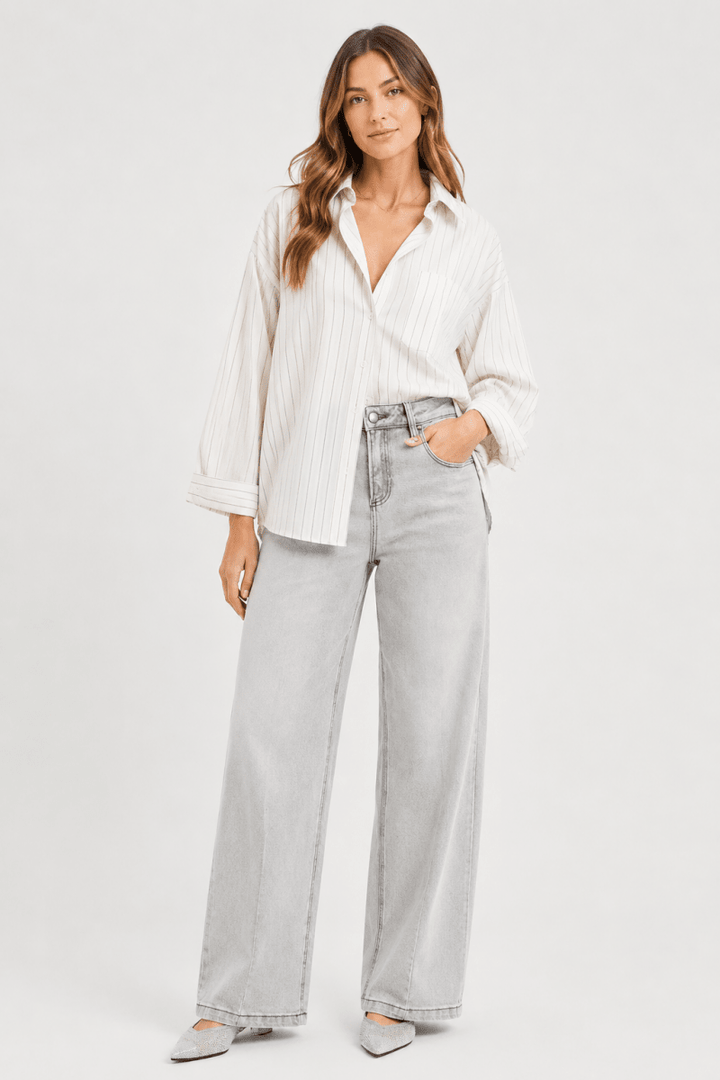RISEN Slouchy Baggy Jeans with Contrast Stitching - AMVIM