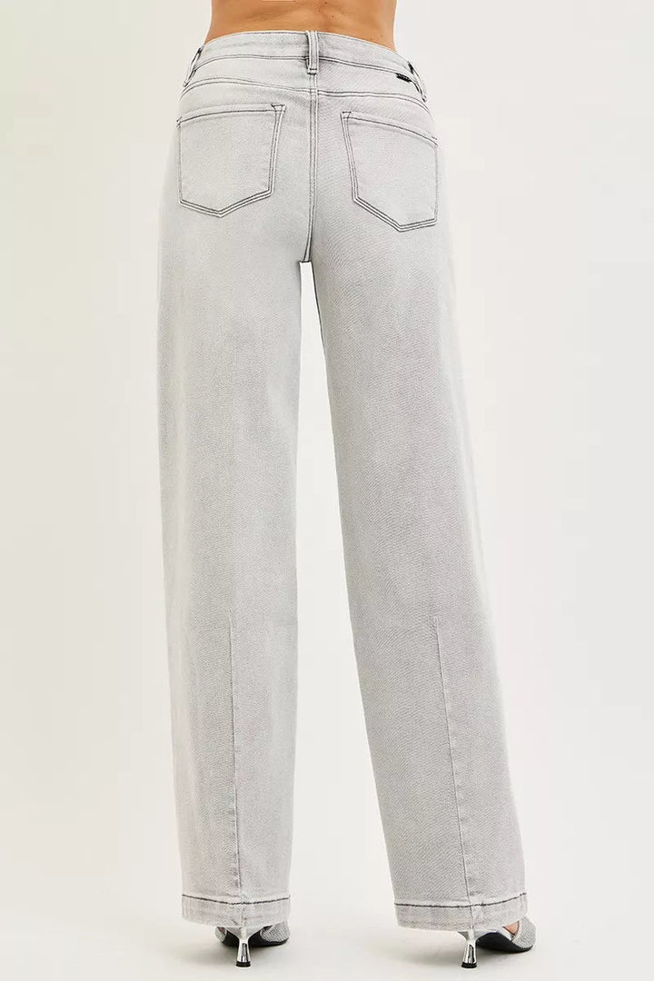 RISEN Slouchy Baggy Jeans with Contrast Stitching - AMVIM