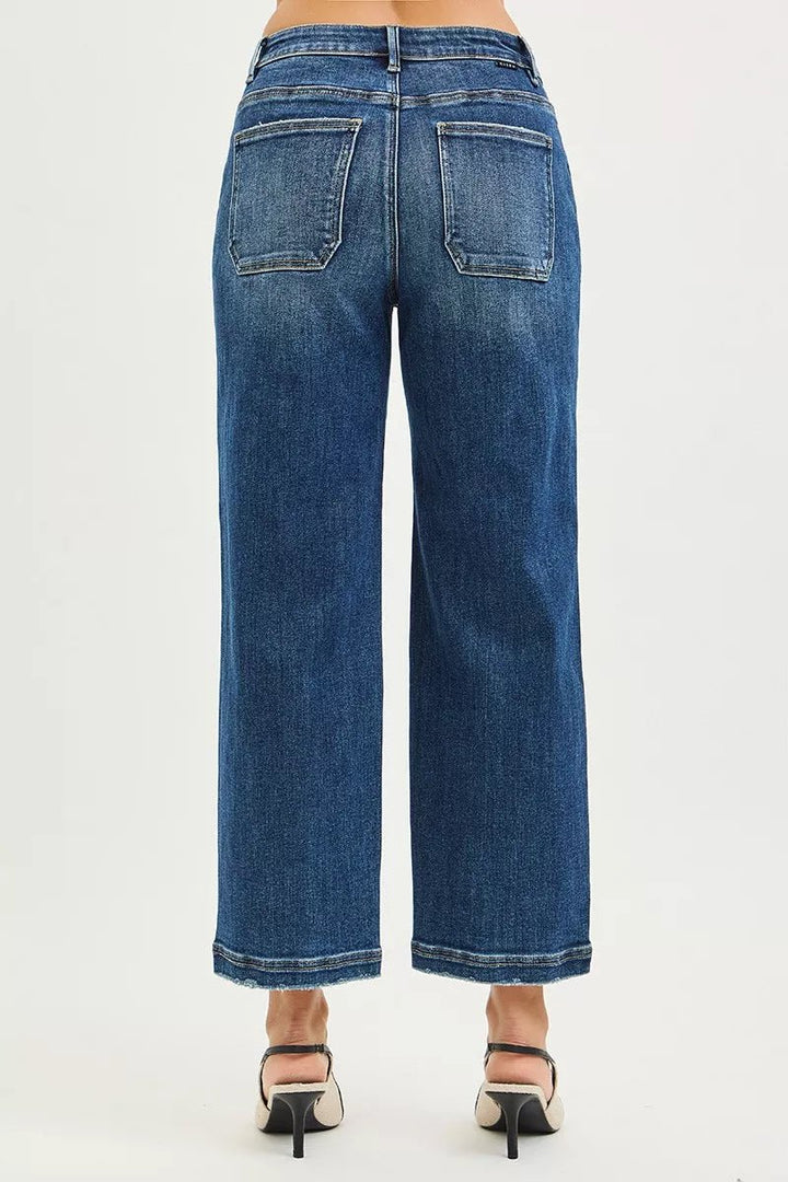 RISEN Slouchy Cropped Baggy Jeans with Front Pocket - AMVIM