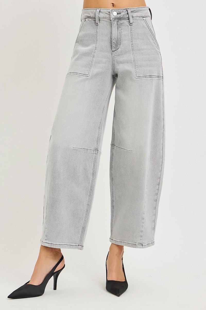 RISEN Slouchy Cropped Barrel Jeans - AMVIM