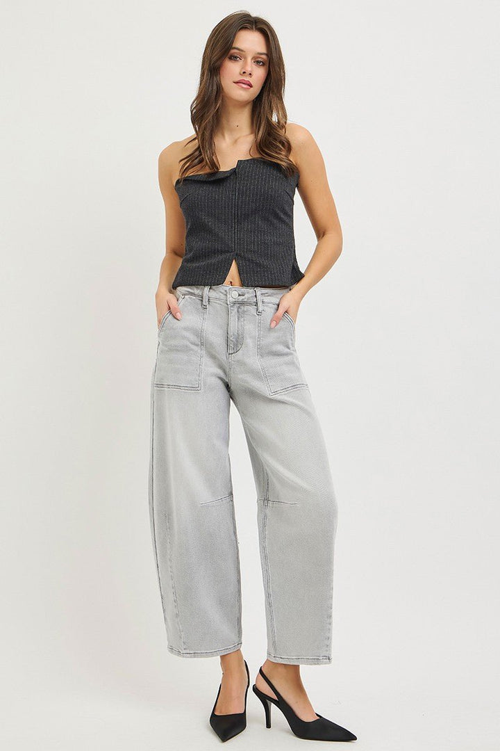 RISEN Slouchy Cropped Barrel Jeans - AMVIM