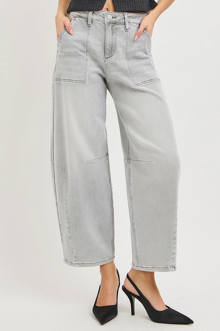 RISEN Slouchy Cropped Barrel Jeans - AMVIM