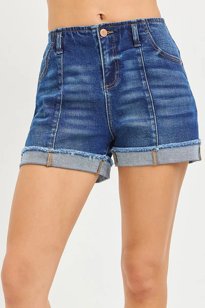 RISEN Slouchy Cuffed Denim Shorts - AMVIM