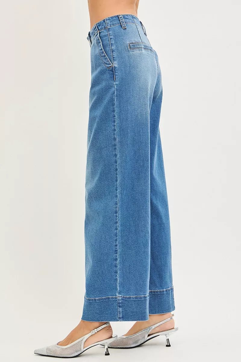 RISEN Slouchy Wide Leg Pleated Jeans - AMVIM