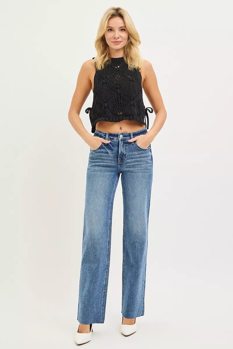 RISEN Tummy Control 4-Way Stretch Mid-Rise Straight Jeans - AMVIM