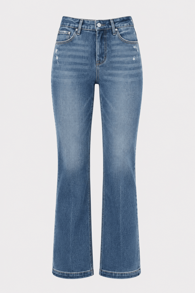 RISEN Tummy Control 4way Stretch Mid Rise Straight Crease Line - AMVIM