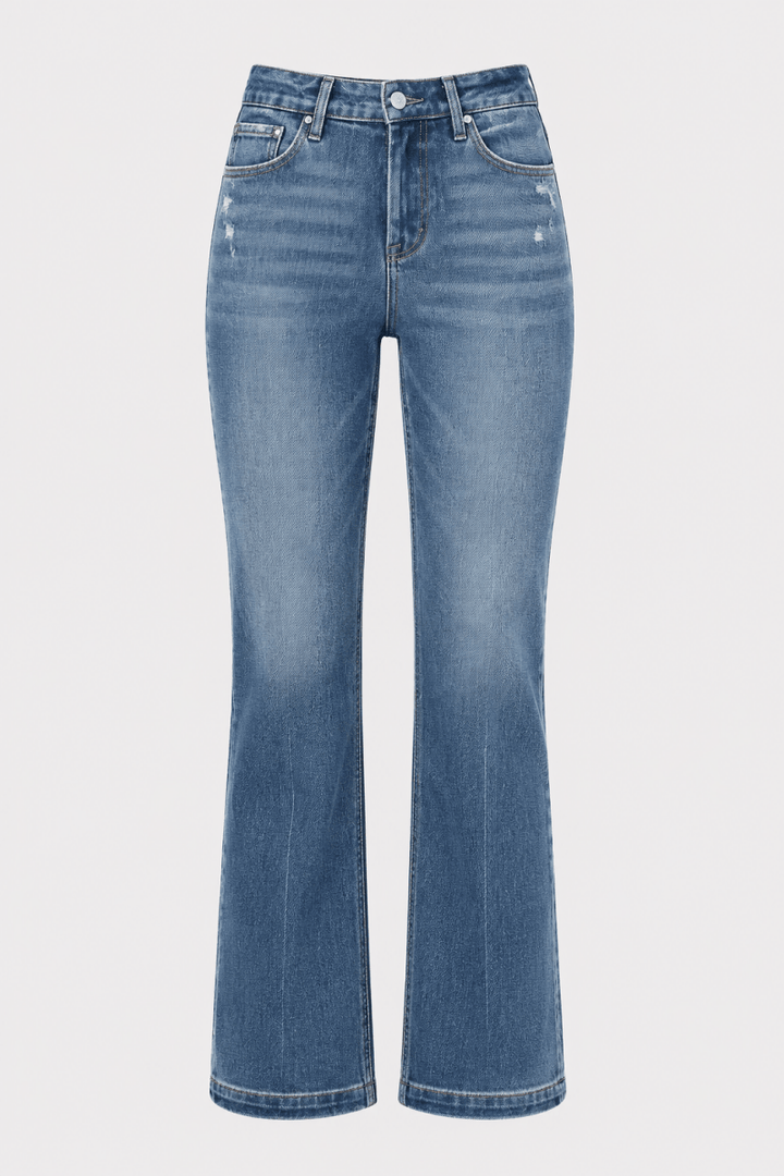 RISEN Tummy Control 4way Stretch Mid Rise Straight Crease Line - AMVIM