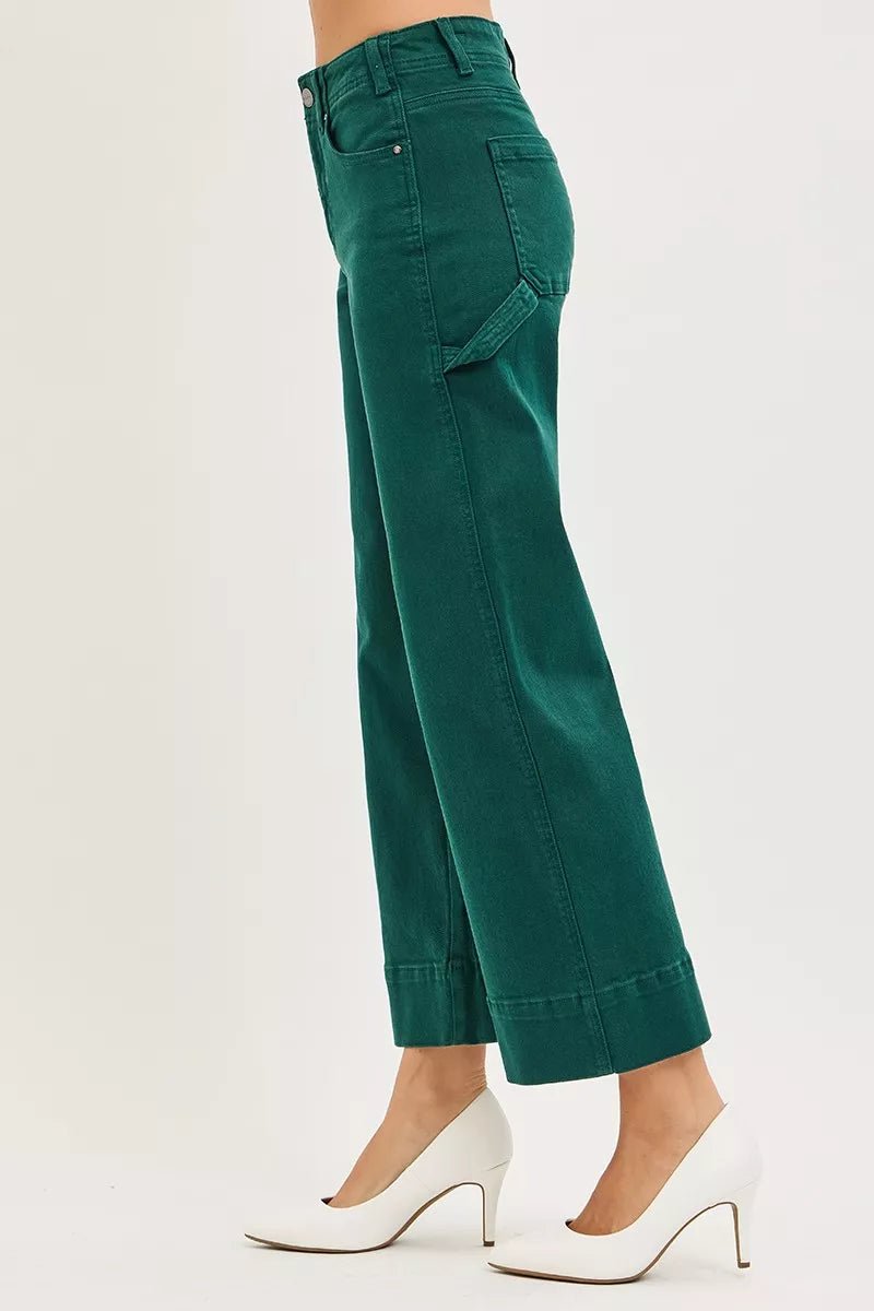 RISEN Tummy Control High Rise Crop Wide Leg Pants - AMVIM