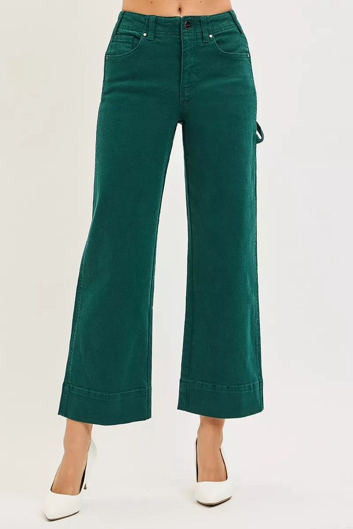 RISEN Tummy Control High Rise Crop Wide Leg Pants - AMVIM