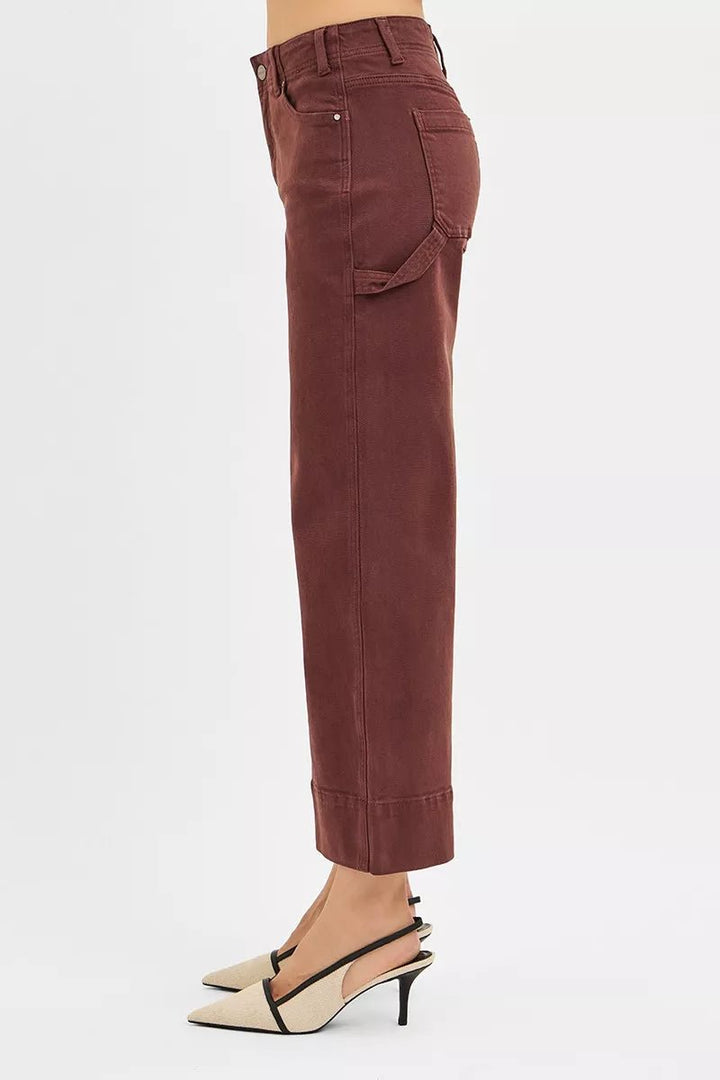RISEN Tummy Control High Rise Crop Wide Leg Pants - AMVIM