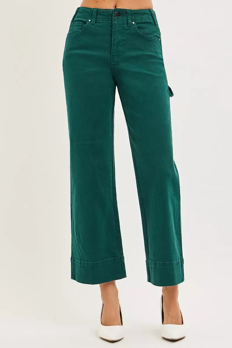 RISEN Tummy Control High Rise Crop Wide Leg Pants - AMVIM