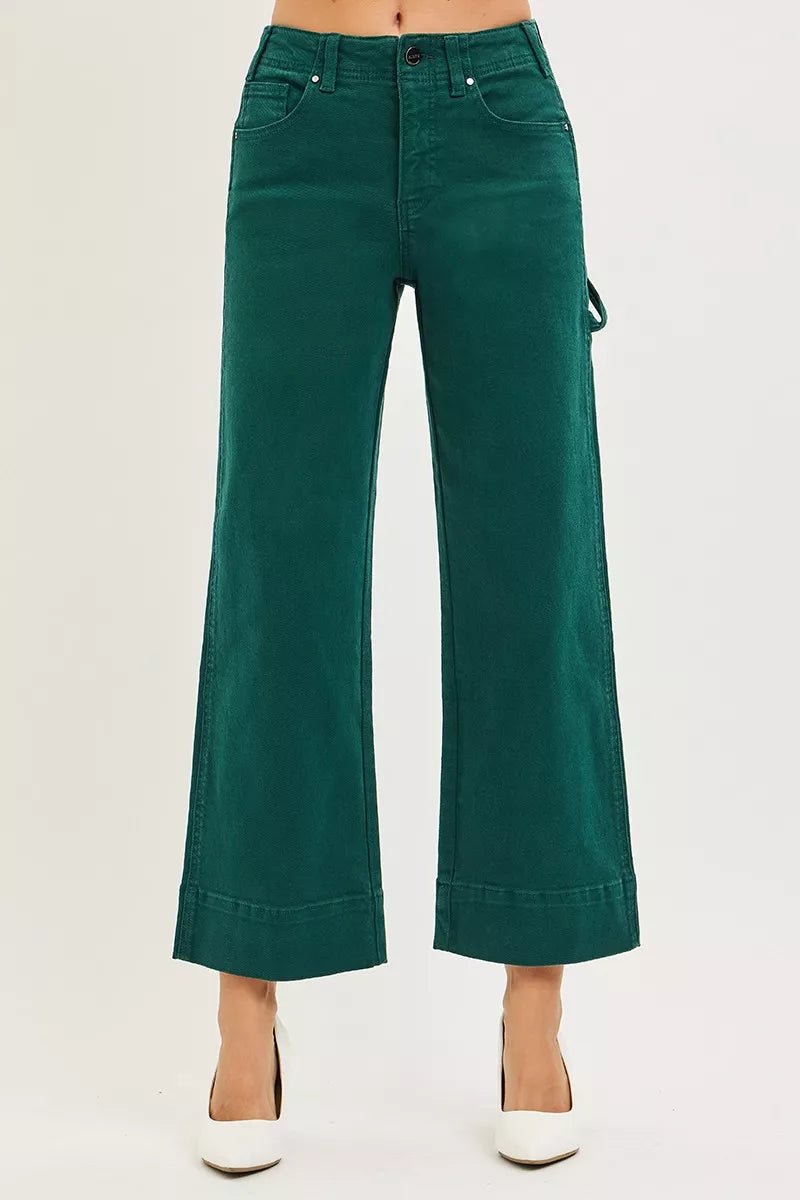 RISEN Tummy Control High Rise Crop Wide Leg Pants - AMVIM