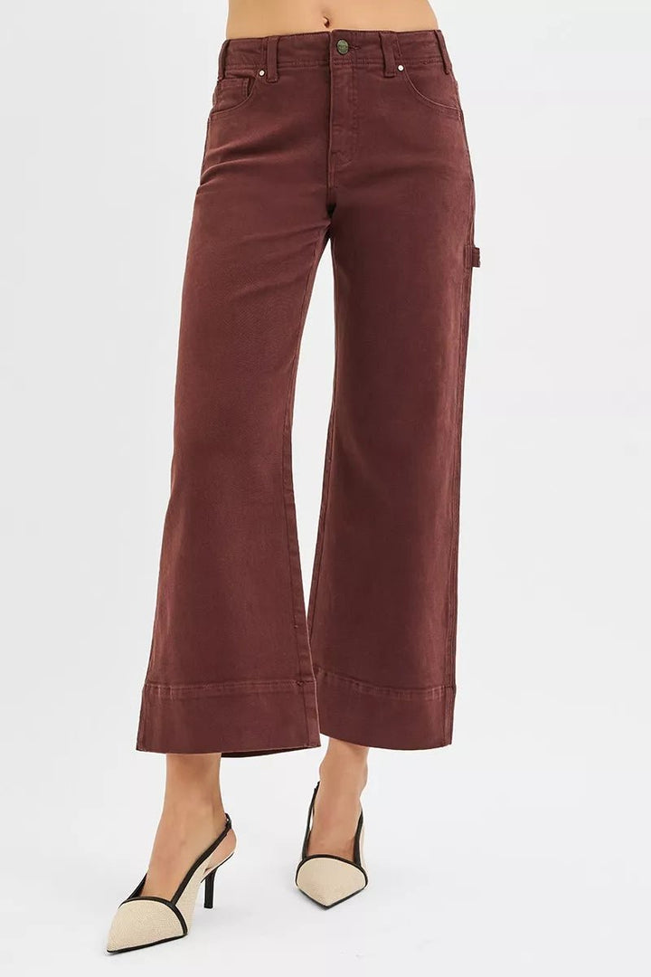 RISEN Tummy Control High Rise Crop Wide Leg Pants - AMVIM