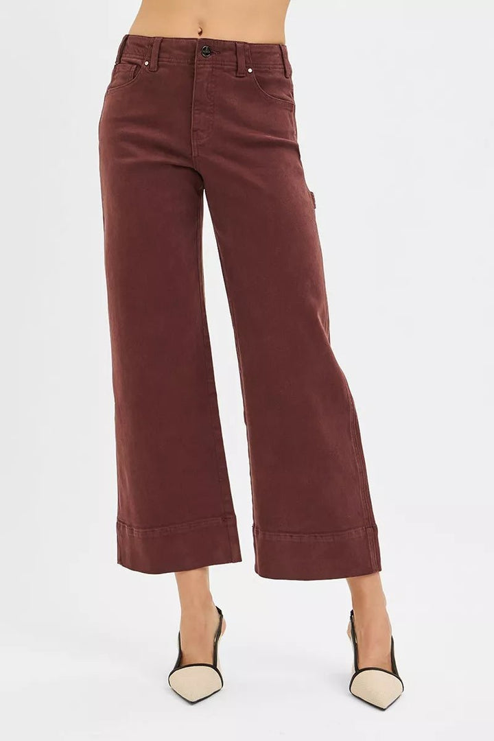 RISEN Tummy Control High Rise Crop Wide Leg Pants - AMVIM