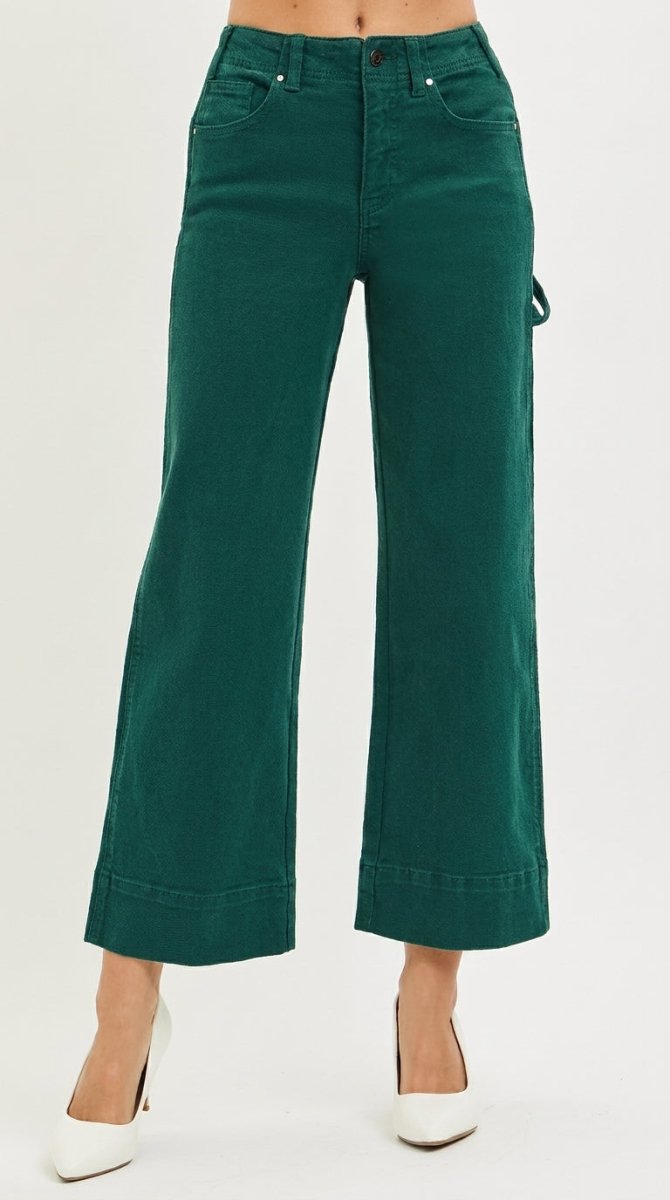 RISEN Tummy Control High Rise Crop Wide Leg Pants - AMVIM