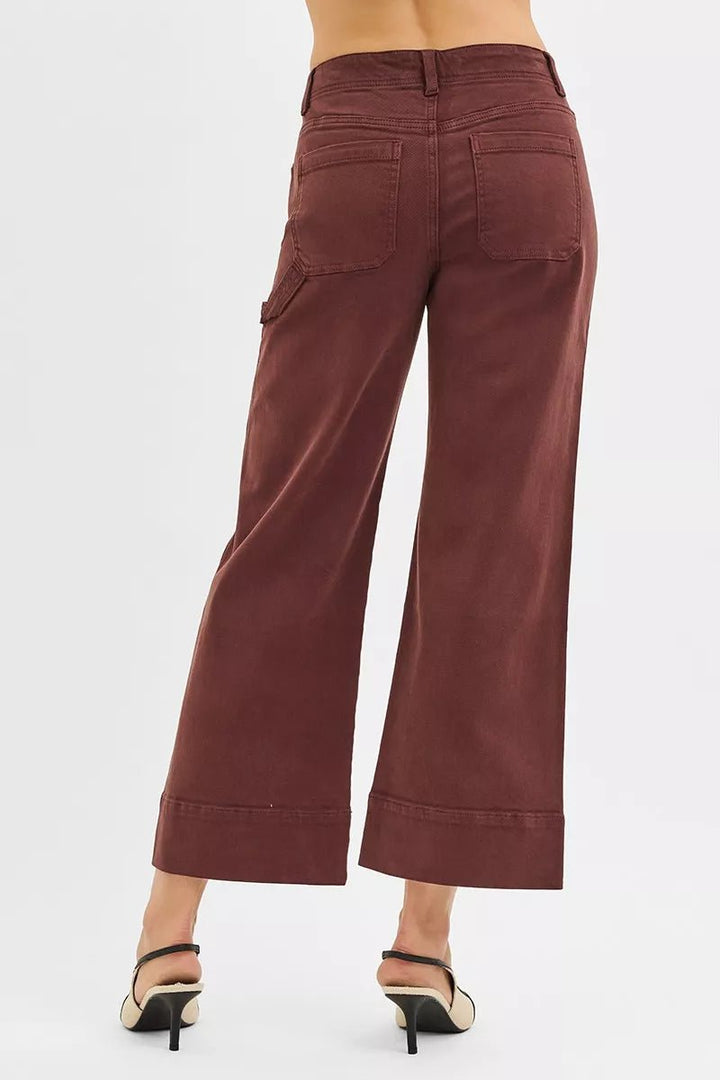 RISEN Tummy Control High Rise Crop Wide Leg Pants - AMVIM
