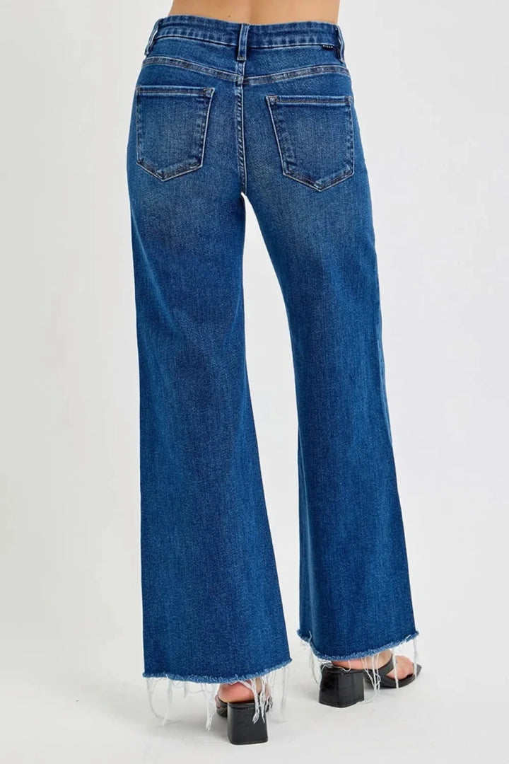 RISEN Tummy Control High Rise Wide Leg Jeans - AMVIM