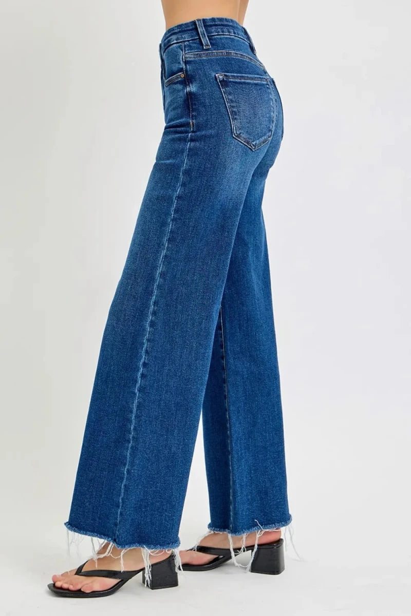 RISEN Tummy Control High Rise Wide Leg Jeans - AMVIM