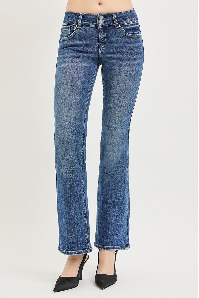 RISEN Tummy Control Low Rise Bootcut Jeans - AMVIM