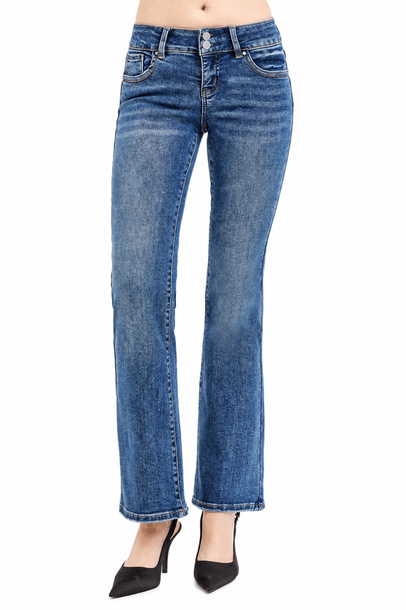 RISEN Tummy Control Low Rise Bootcut Jeans - AMVIM