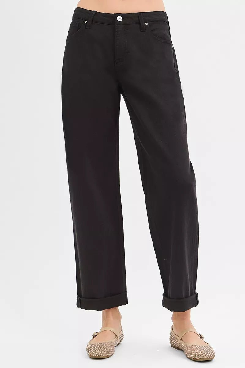 RISEN Tummy Control Mid Rise Ankle Barrel Relaxed Baggy - AMVIM