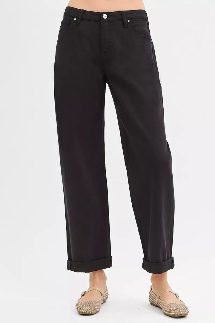 RISEN Tummy Control Mid Rise Ankle Barrel Relaxed Baggy - AMVIM
