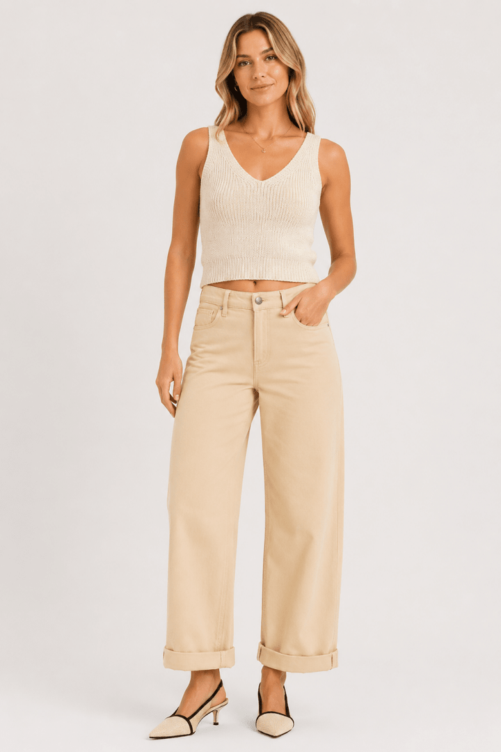 RISEN Tummy Control Mid Rise Ankle Barrel Relaxed Baggy - AMVIM