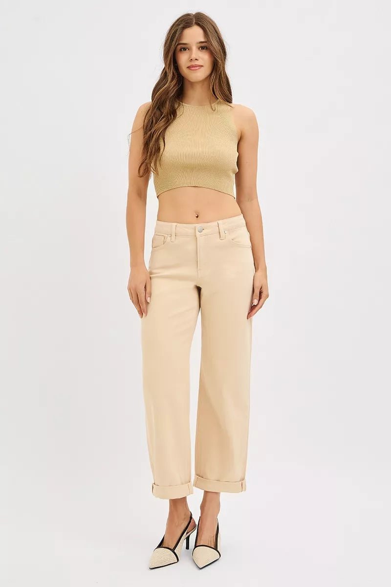 RISEN Tummy Control Mid Rise Ankle Barrel Relaxed Baggy - AMVIM