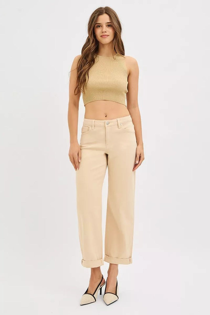 RISEN Tummy Control Mid Rise Ankle Barrel Relaxed Baggy - AMVIM