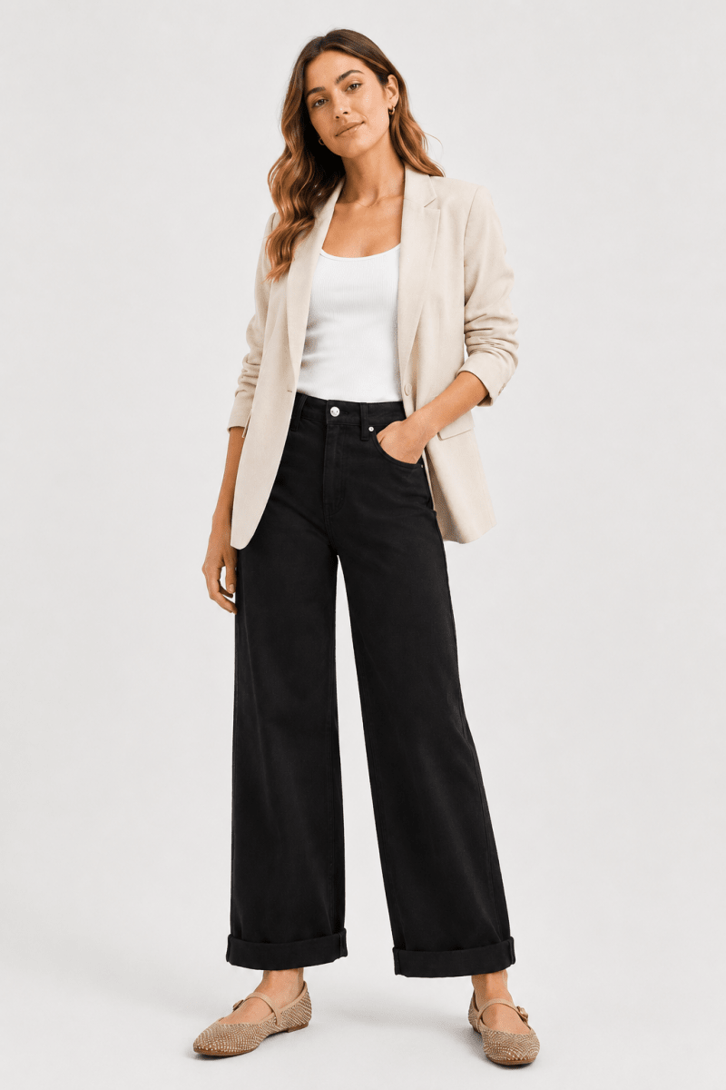 RISEN Tummy Control Mid Rise Ankle Barrel Relaxed Baggy - AMVIM