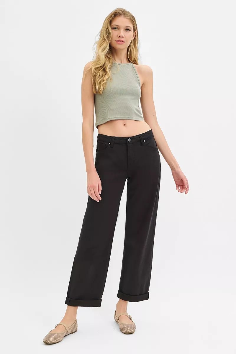 RISEN Tummy Control Mid Rise Ankle Barrel Relaxed Baggy - AMVIM