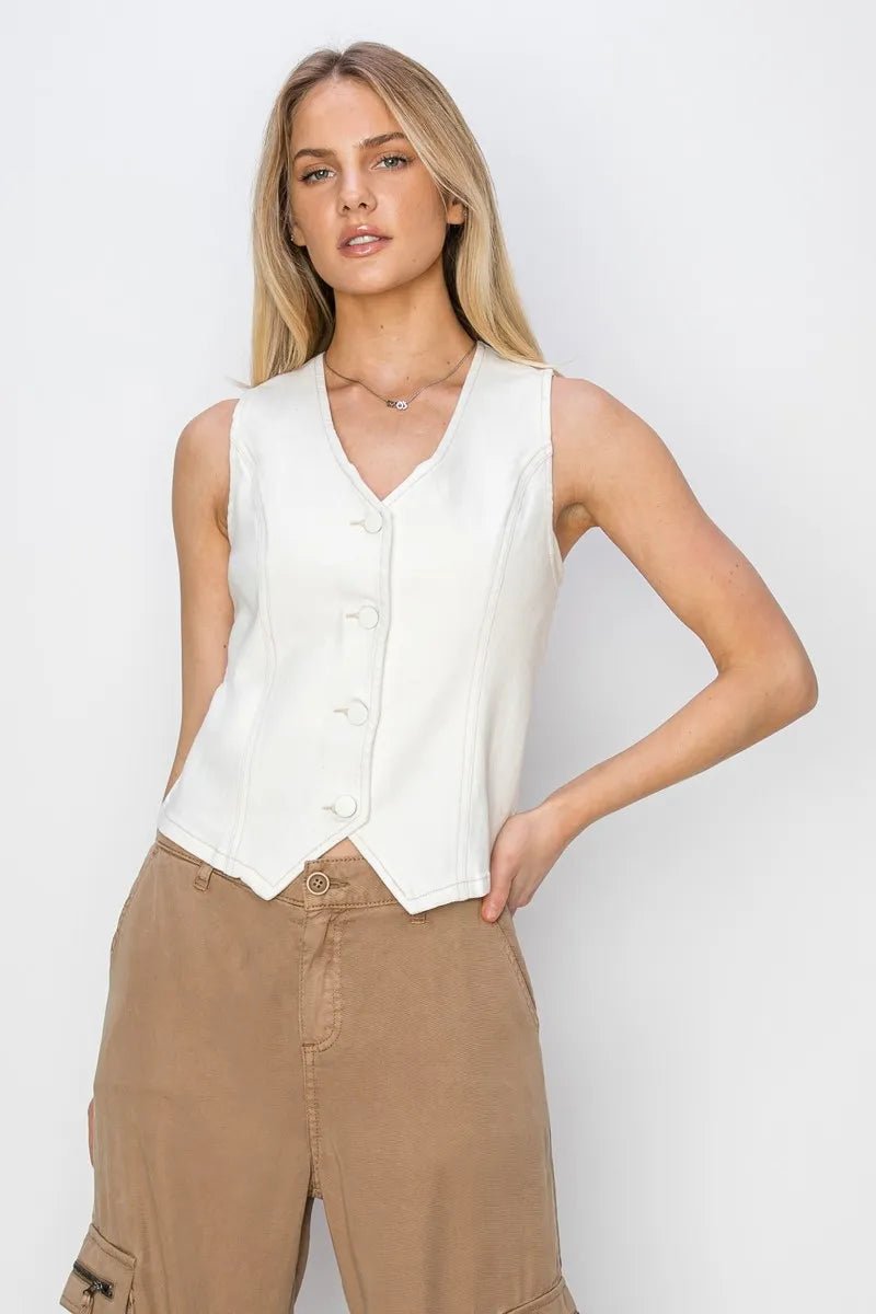 RISEN V - Neck Button - Up Vest - AMVIM