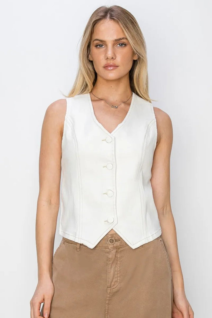 RISEN V - Neck Button - Up Vest - AMVIM