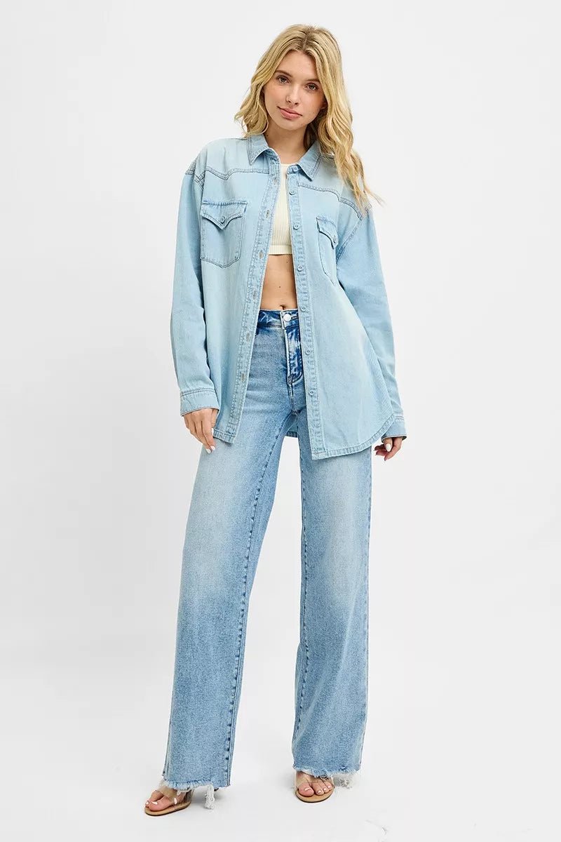 RISEN Western Yoke Relaxed Fit Denim Shirts - AMVIM