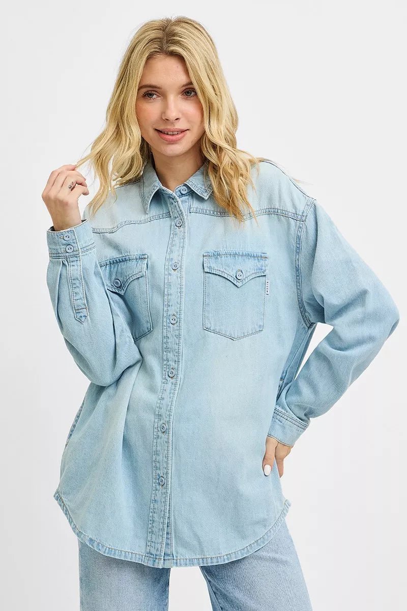 RISEN Western Yoke Relaxed Fit Denim Shirts - AMVIM